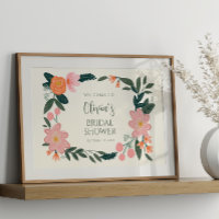Pink Floral Custom Bridal Shower Welcome 