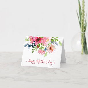 Pink floral custom holiday card