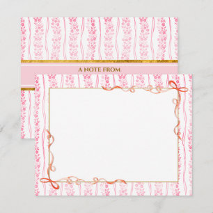 Pink Floral Custom Stationery Memo Pad for Here Card