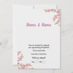 Pink Floral Customisable  Invitation