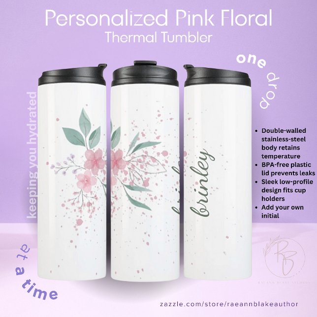 Pink Floral Customised Thermal Tumbler (Creator Uploaded)