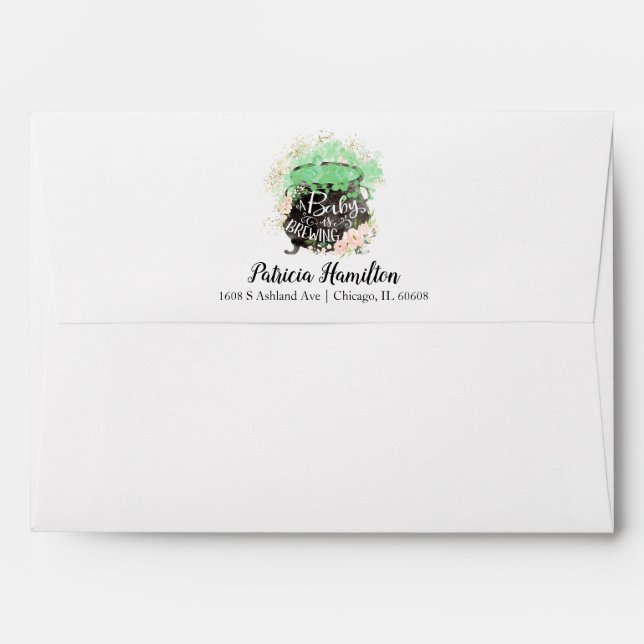 Pink Floral Cute Halloween Baby Shower Envelope (Back (Top Flap))