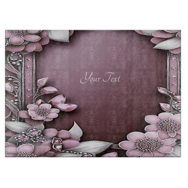 Pink Floral Cutting Board (Front)