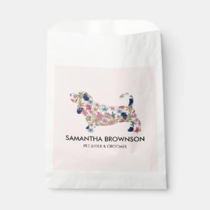 Pink Floral Dachshund Dog Pet Favour Bags