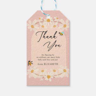 Pink Floral Daisy Bees Baby Shower  Gift Tags