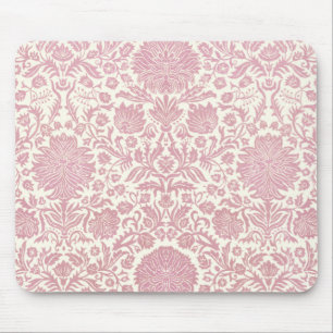 Pink Floral Damask Pattern Mouse Mat