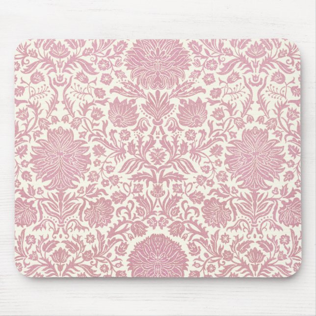 Pink Floral Damask Pattern Mouse Mat (Front)