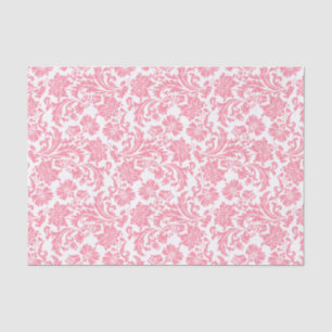 Pink Floral Damasks On White Changeable Background Tissue Paper