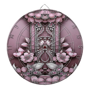 Pink Floral Dartboard