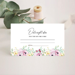 Pink Floral Date Ideas bridal Enclosure Card