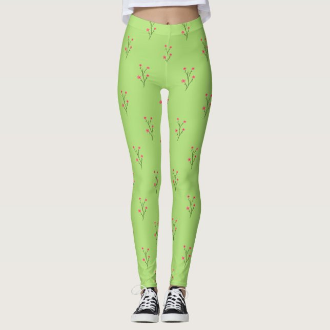 Pink Floral Decorative Pillows Leggings (Front)