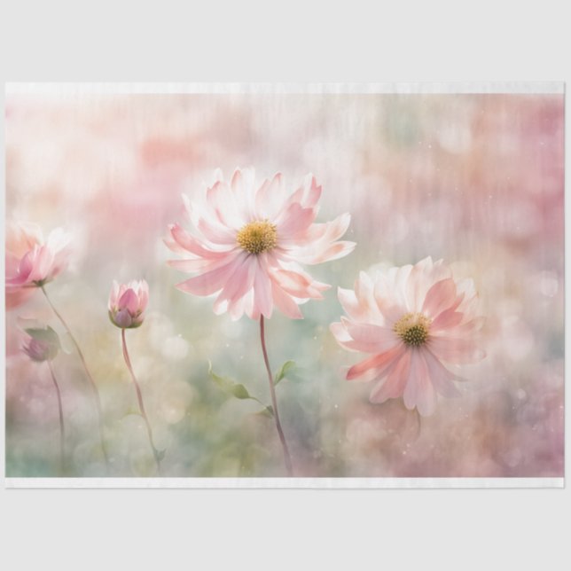 Pink Floral Decoupage Tissue Paper (Front)