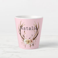 Pink Floral Deer Antlers Personalised