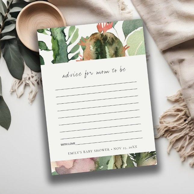 PINK FLORAL DESERT CACTI FAUNA ADVICE BABY SHOWER ENCLOSURE CARD (Creator Uploaded)