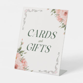 Pink Floral Design Cards and Gifts Pedestal Sign