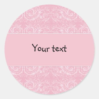 Pink floral design classic round sticker