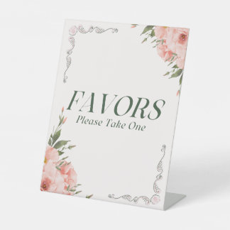 Pink Floral Design Favours Pedestal Sign
