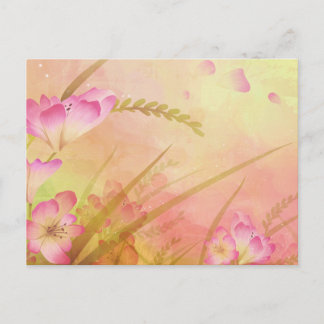 pink floral design postcard