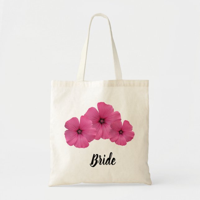 Pink Floral Design Tote Bag (Front)
