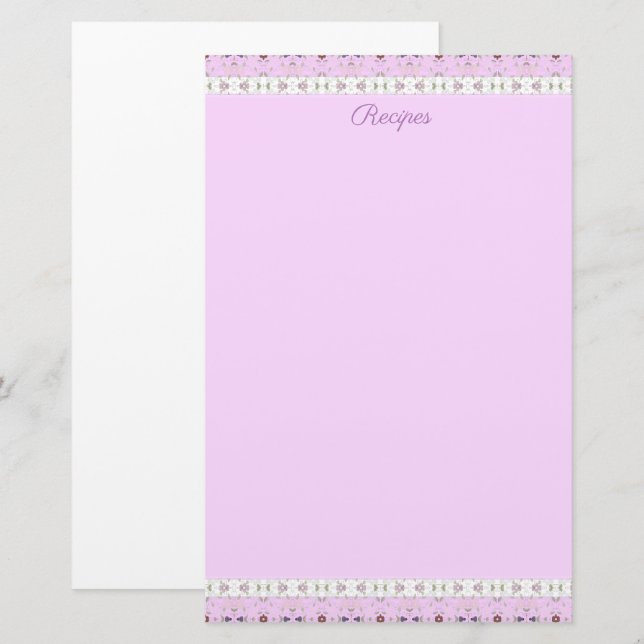 Pink Floral Designer Stationery (Front/Back)