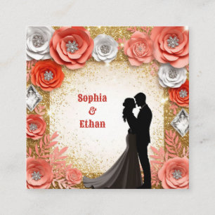 💎 Pink Floral Diamond Bride And Groom Wedding 💎 Enclosure Card