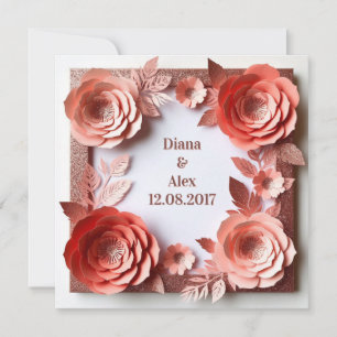 💎 Pink Floral Diamond Wedding 💎 Invitation