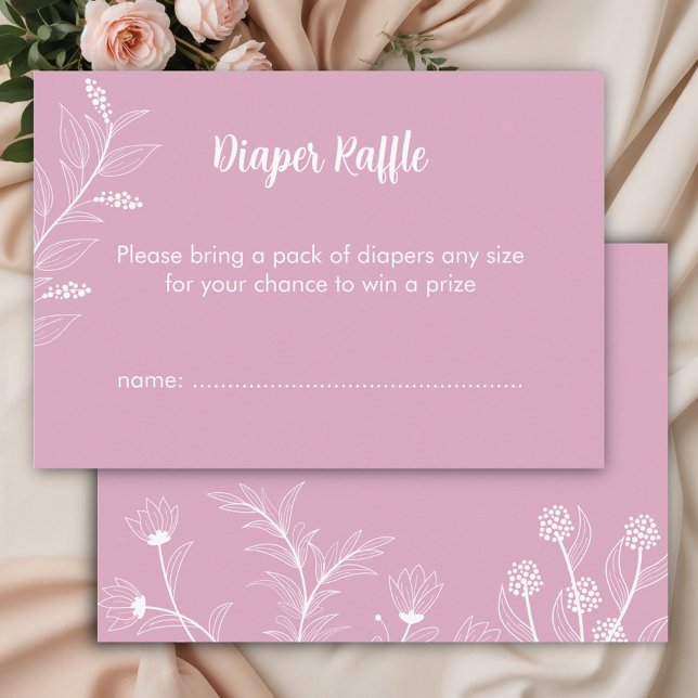 Pink Floral Diaper Raffle  Baby Shower  Enclosure Card (Creator Uploaded)