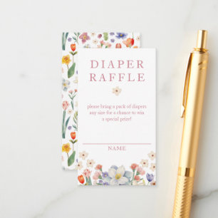 Pink Floral Diaper Raffle Card Spring Baby Shower