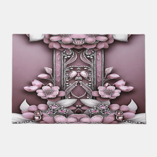 Pink Floral Doormat