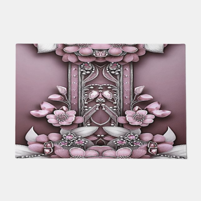 Pink Floral Doormat (Front)