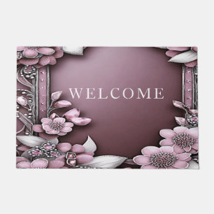 Pink Floral Doormat