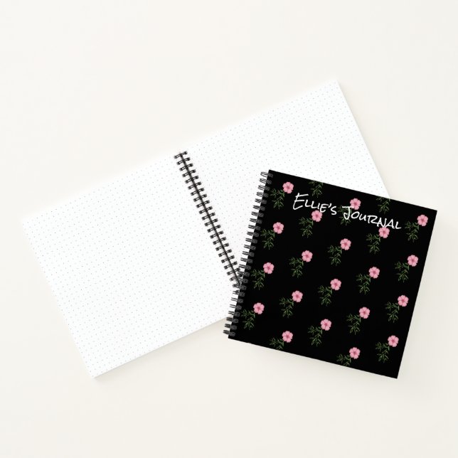 Pink Floral Dot Grid Notebook Bullet Journalling (Inside)