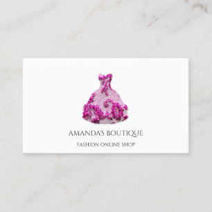 Pink Floral Dress Logo Fashion Wedding Event Business Card