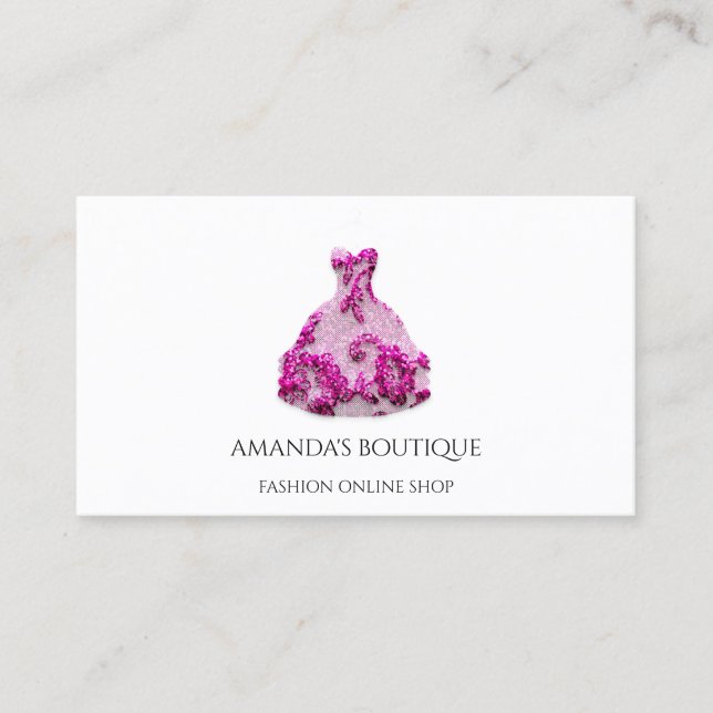 Pink Floral Dress Logo Fashion  Wedding Event  Business Card (Front)