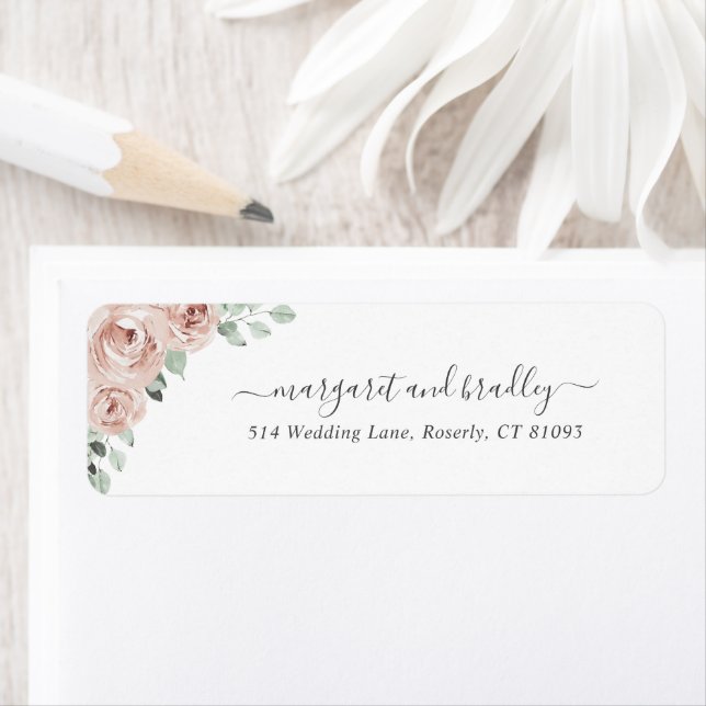 Pink Floral Dusty Rose Elegant Return Address (Insitu)