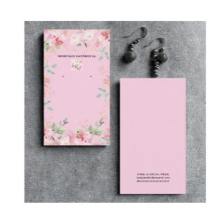 Pink Floral Earring Display Holder Card