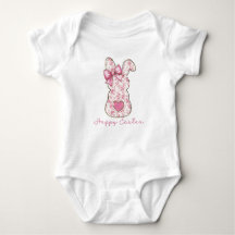 Pink Floral Easter Bunny Coquette Bow