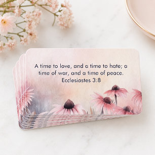PINK FLORAL Ecclesiastes 3:8 KJV Bible Verse Business Card