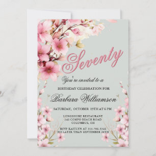 Pink Floral Elegance 70th Birthday Party Invitation