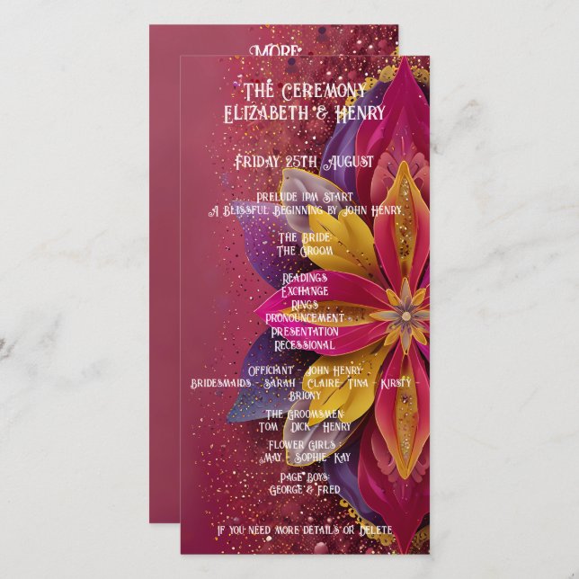 Pink Floral Elegance Wedding Collection (Front/Back)