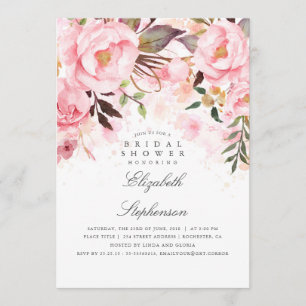 Pink Floral Elegant and Modern Bridal Shower Invitation