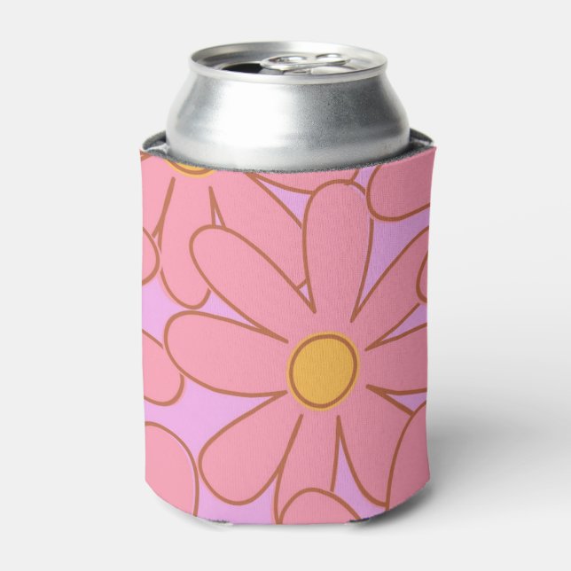 Pink Floral Elegant Botanical Drink  Can Cooler (Can Front)