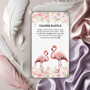 Pink Floral Elegant Flamingo Baby Shower Enclosure Card