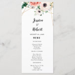 Pink Floral Elegant Modern Flowers Wedding Custom Menu<br><div class="desc">Pink Floral Elegant Modern Flowers Wedding Menu is beautiful. Watercolor flowers and accents of gold lines make a great combination. Great for spring or summer weddings. You can personalise it along with the rest of the Collection.</div>