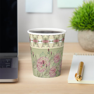 Pink Floral Elegant Paper Cups