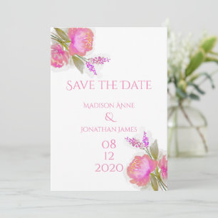Pink Floral Elegant Personalised Pretty Chic Save The Date