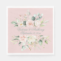 Pink Floral Elegant Script Name Wedding
