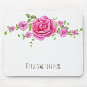 Pink Floral Elegant Shabby Chic Look Mouse Mat