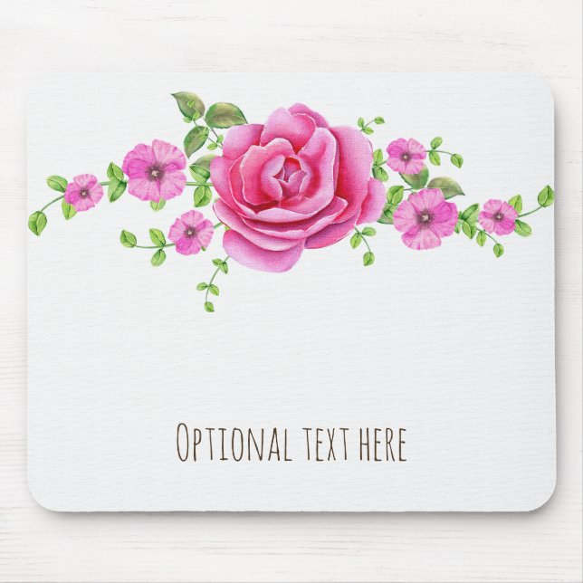 Pink Floral Elegant Shabby Chic Look Mouse Mat (Front)