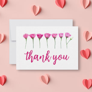 Pink Floral - Elegant & Simple Thank You Card